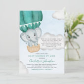 Invitation Baby shower Garçon Par Mail Elephant Turquoise (Debout devant)