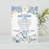 Invitation Baby shower garçon par mail Fleur rose d'éléphant  (Debout devant)