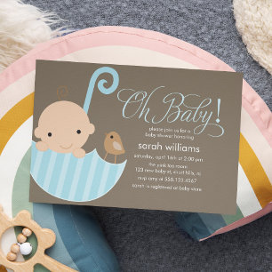 Invitation Baby shower Garçon Parapluie Bleu