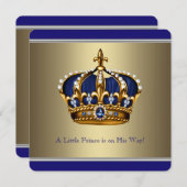 Invitation Baby shower Garçon Petit Prince de la Couronne d'o (Devant / Derrière)