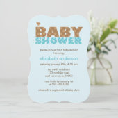 Invitation Baby shower garçon Pois bleu doux (Debout devant)