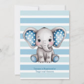 Invitation Baby shower garçon Pois Eléphant mignon (Dos)