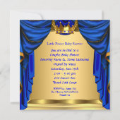 Invitation Baby shower garçon Prince Royal Blue Gold Blonde (Dos)