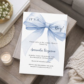 Invitation Baby Shower garçon ruban bleu
