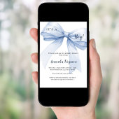 Invitation Baby Shower garçon ruban bleu