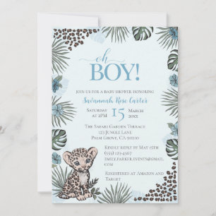 Invitation Baby Shower Garçon Safari Léopard Mignon