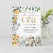 Invitation Baby shower Garçon sauvage Tropical One Safari Ani (Debout devant)