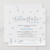 Invitation Baby shower Garçon Silver & Blue Winter Wonderland (Devant)