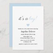 Invitation Baby Shower Garçon Simple Élégant Bleu (Devant / Derrière)