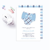 Invitation Baby shower garçon Smart Blue Check Diaper
