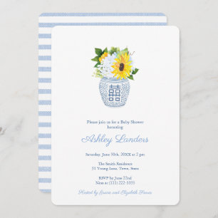 Invitation Baby shower garçon Smart Ginger Jar Sunflowers