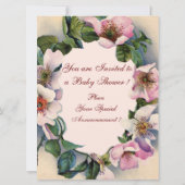 INVITATION BABY SHOWER GARÇON STORK, MONOGRAM ROSE SAUVAGE RO (Dos)