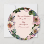 INVITATION BABY SHOWER GARÇON STORK, MONOGRAM ROSE SAUVAGE RO (Dos)