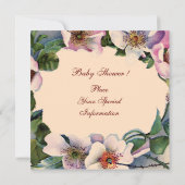 Invitation BABY SHOWER GARÇON STORK, ROSE SAUVAGE ROSE Merci (Dos)