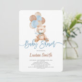Invitation Baby shower Garçon Teddy Bear (Debout devant)