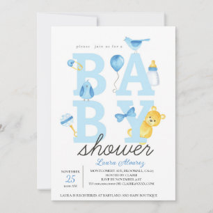 Invitation Baby shower Garçon Teddy Bear