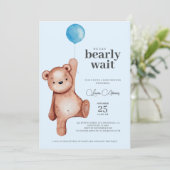 Invitation Baby shower Garçon Teddy Bear (Debout devant)