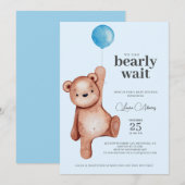 Invitation Baby shower Garçon Teddy Bear (Devant / Derrière)