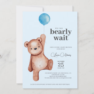 Invitation Baby shower Garçon Teddy Bear