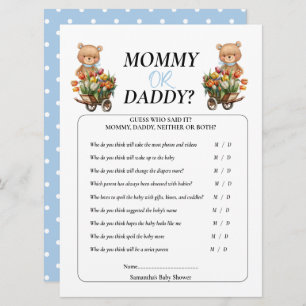 Invitation Baby shower Garçon Teddy Maman Papa Rustique Flora