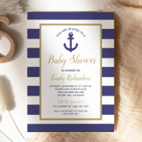 Baby Shower Garçon Thème Ancre Marine Rayures Bleu