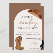 Invitation Baby shower garçon - Thème Cowboy (Devant / Derrière)