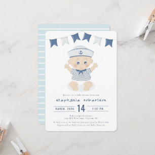 Invitation Baby Shower Garçon Thème Marin