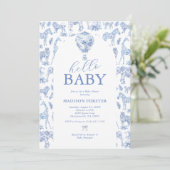 Invitation Baby shower Garçon Toile De Jouy Safari (Debout devant)