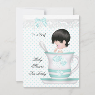 Invitation Baby shower Garçon Turquoise bébé Teacup