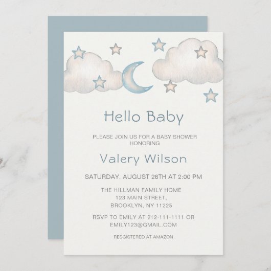 Invitation Baby shower Garçon Turquoise Mint (Devant / Derrière)