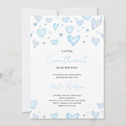 Invitation Baby shower Garçon Valentine (Devant)