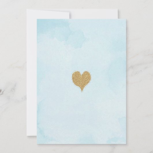 Invitation Baby shower garçon Valentines Gold bleu (Dos)