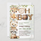 Invitation Baby-Shower Garçon Verdure de la Forêt (Devant)