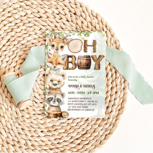 Invitation Baby-Shower Garçon Verdure de la Forêt