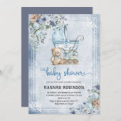Invitation Baby shower Garçon vintage (Devant / Derrière)