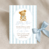 Invitation Baby shower Garçon vintage Blue Teddy Bear