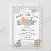 Invitation Baby shower Garçon Vintages animaux farcis (Devant)