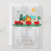 Invitation Baby shower Garçon Wilderness Train Rouge (Devant)