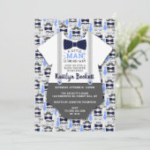 Invitation Baby shower Garçons "Little Man" moderne (Debout devant)