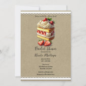 Invitation Baby Shower Gâteau aux Fraises Mariée (Devant)