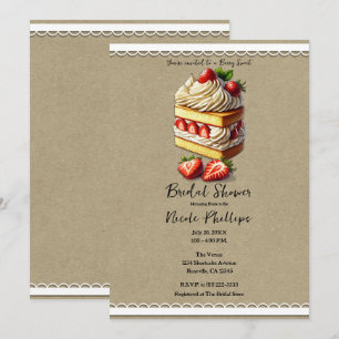 Invitation Baby Shower Gâteau aux Fraises Mariée