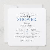INVITATION BABY SHOWER, GÂTEAU BLEU & BLANC AVEC PACIFIQUES (Dos)
