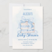 Invitation Baby shower gâteau mignon bleu (Devant)