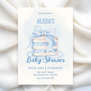 Invitation Baby shower gâteau mignon bleu
