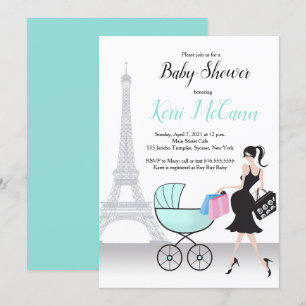 Invitation Baby shower générique Tour Eiffel Paris