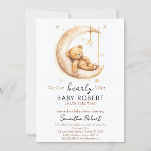 Invitation Baby Shower Genre Neutre Ourson Bohème