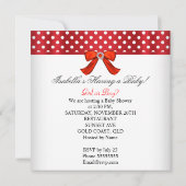 Invitation Baby shower Genre Révéler Rouge Blanc Pois (Dos)