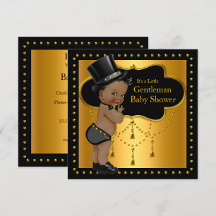 Invitation Baby Shower Gentleman Bébé Garçon Chapeau Ethnique