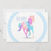 Invitation Baby shower géométrique à cheval à couronne bleue (Dos)