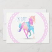 Invitation Baby shower géométrique à cheval rose en couronne (Dos)